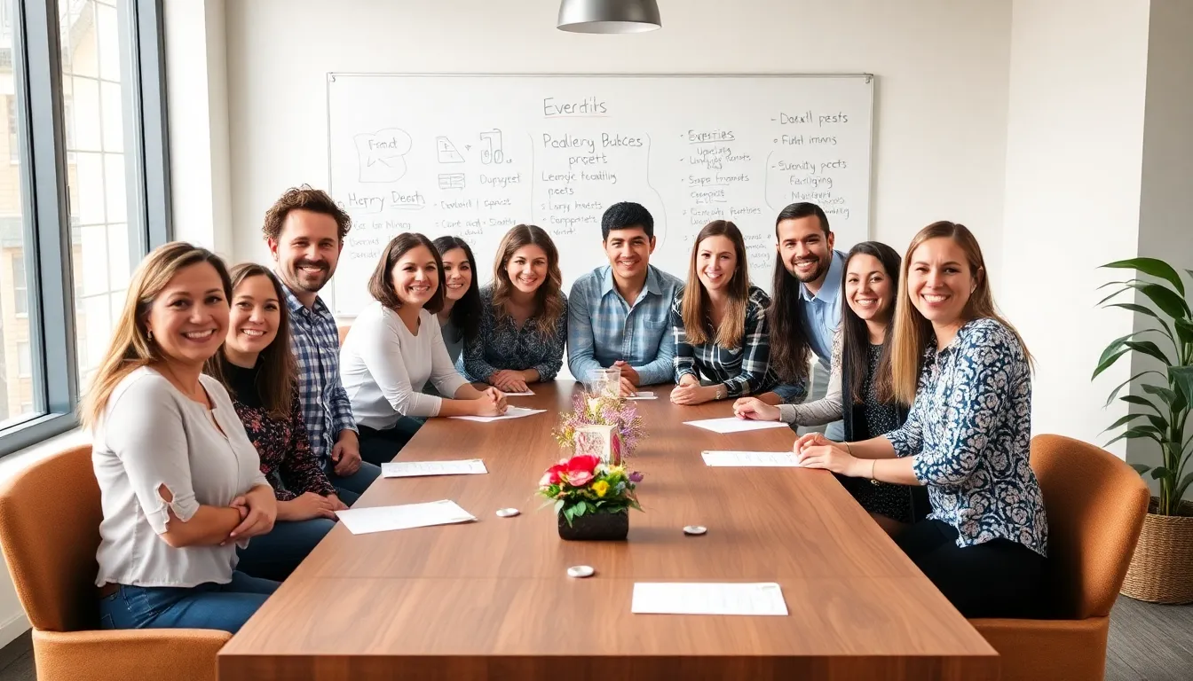 diverse group planning a cost-effective event in a modern office.