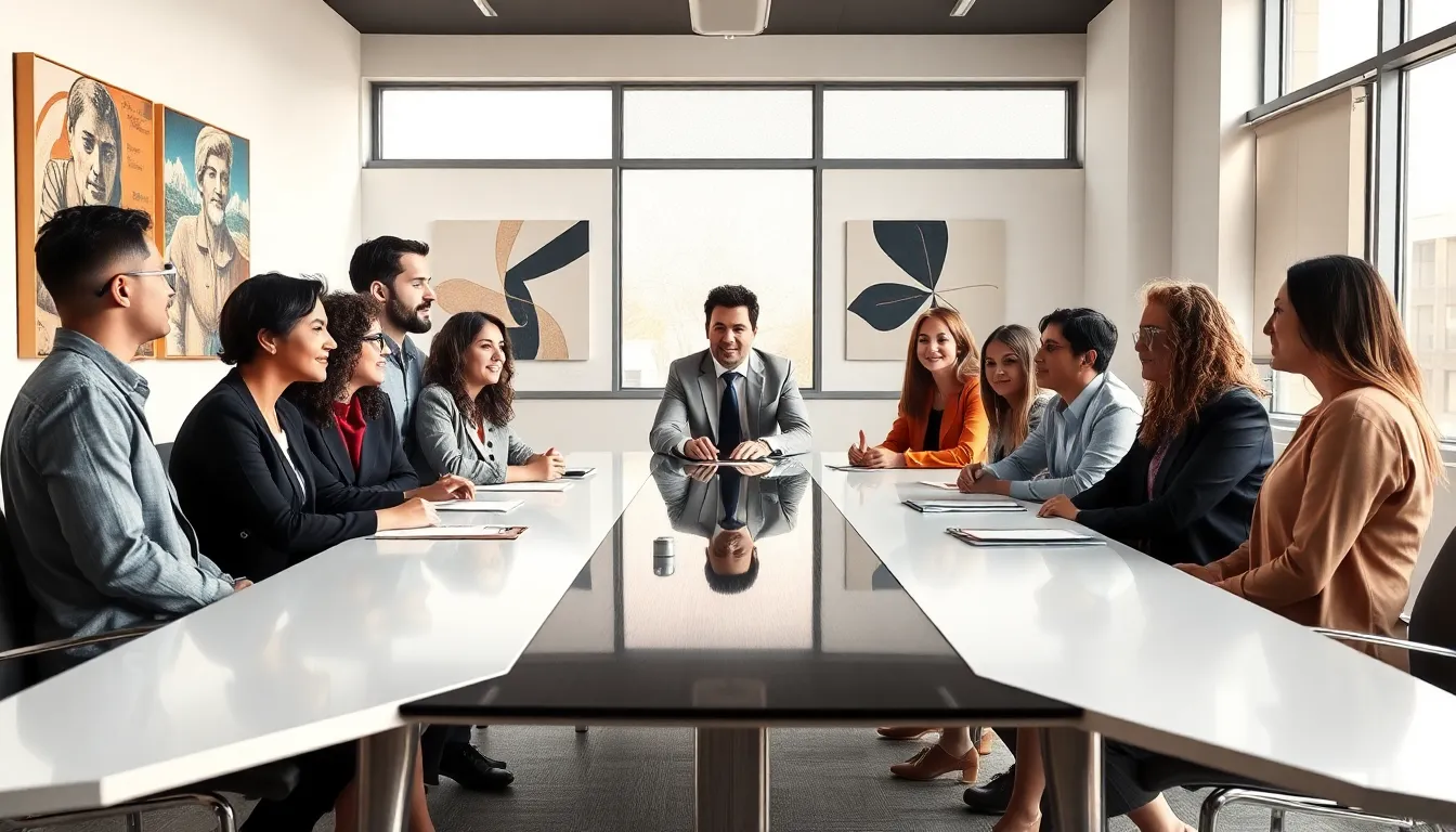 diverse professionals discussing the concept of cyleoerga in a modern office.