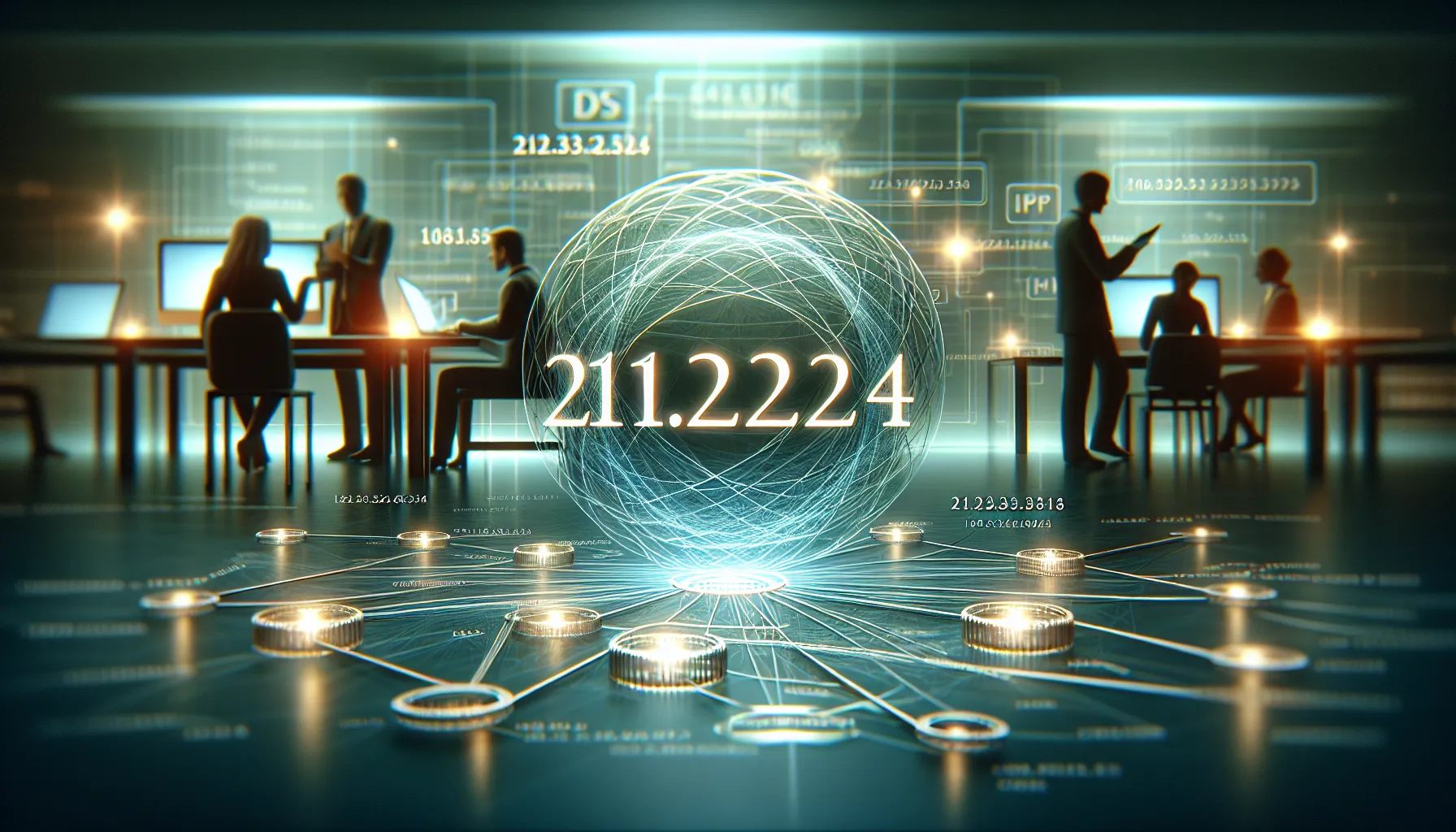 visual representation of an IP address with connected devices in a modern setting.