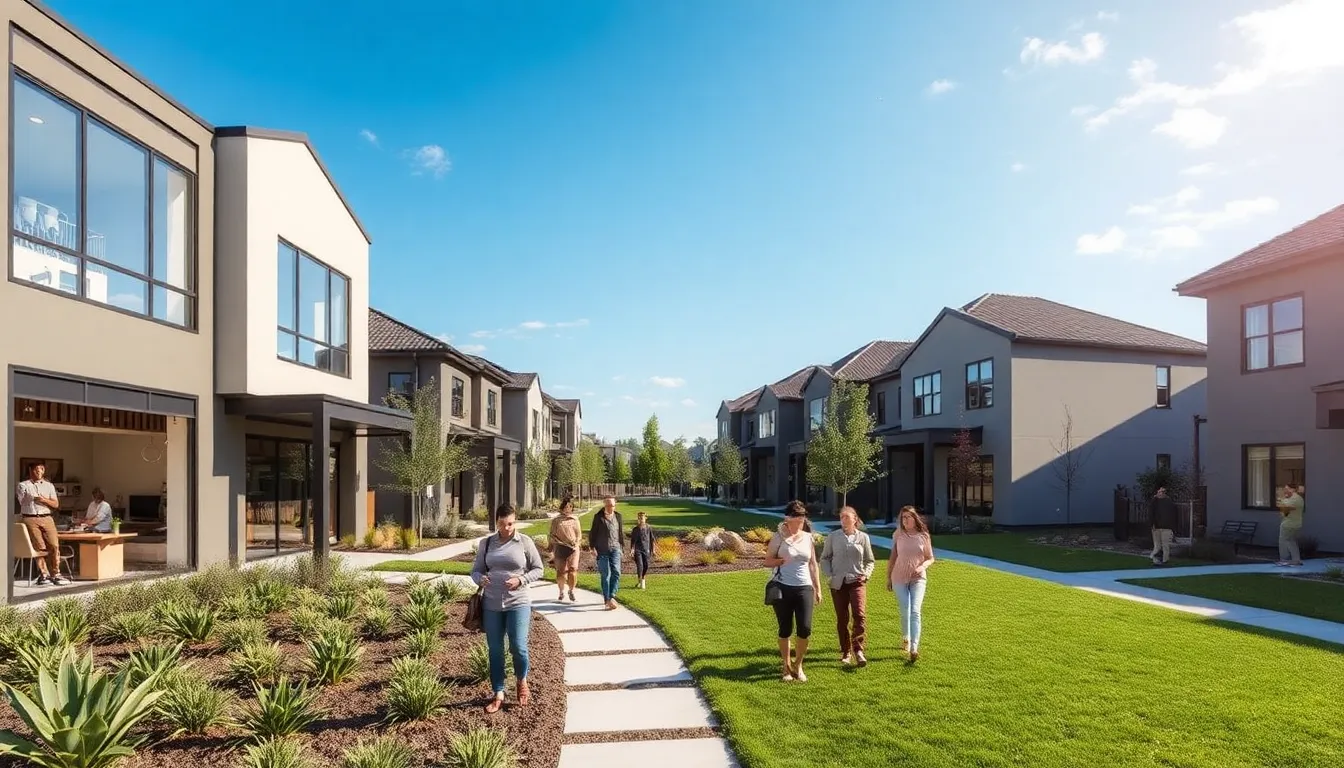 modern residential community with smart technology and green spaces.