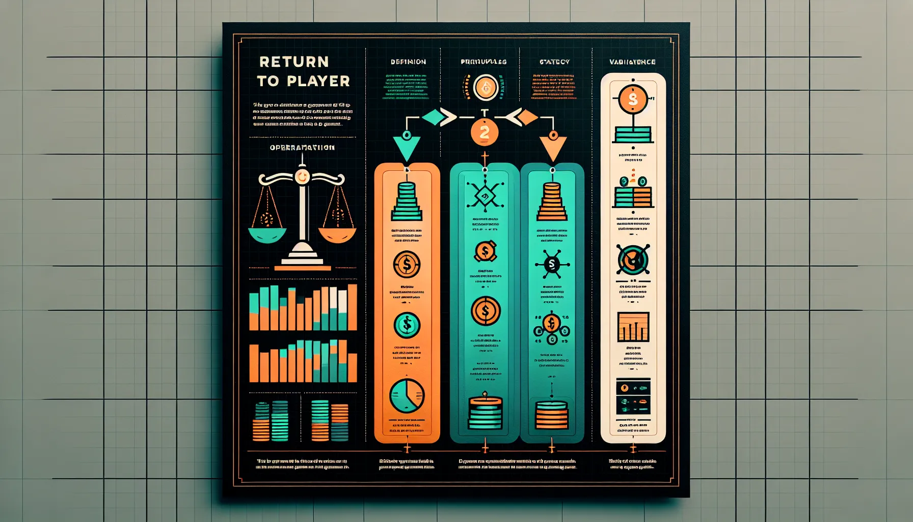 Diagram explaining RTP factors in casino games with visually distinct steps.