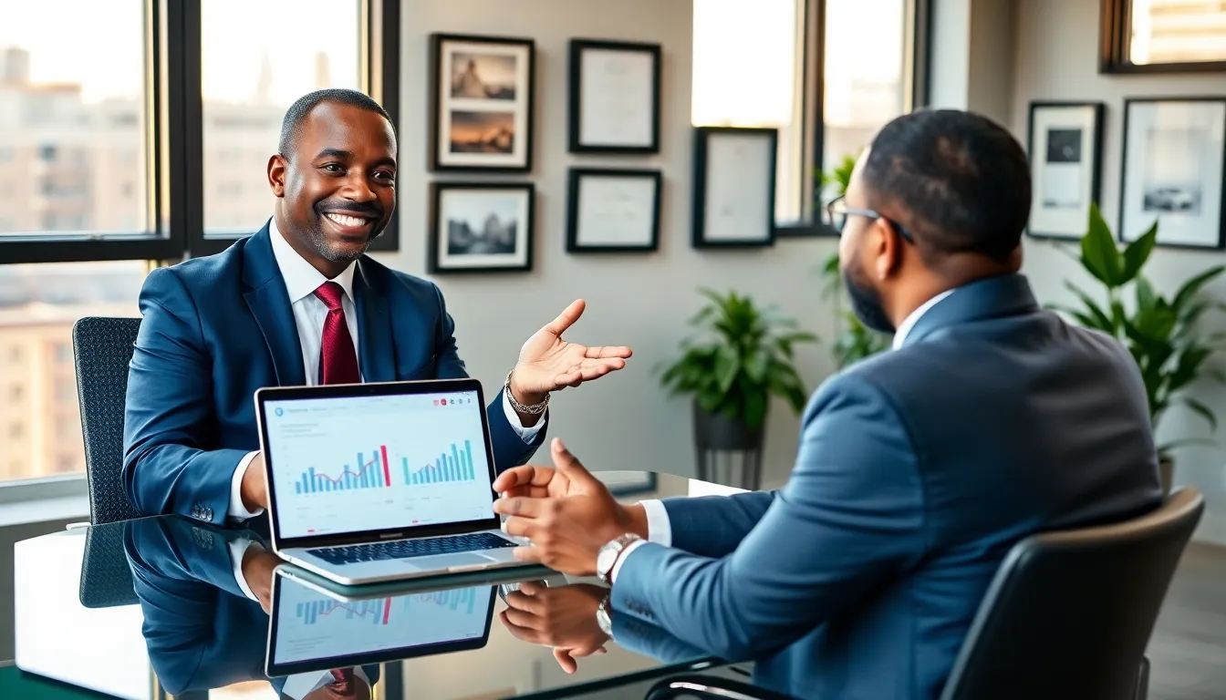 Timothy Williams engaging with a client in a modern real estate office.