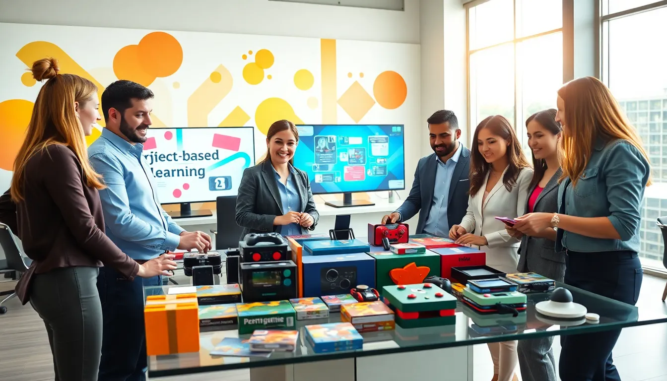 diverse professionals collaborating at a gaming and learning event.
