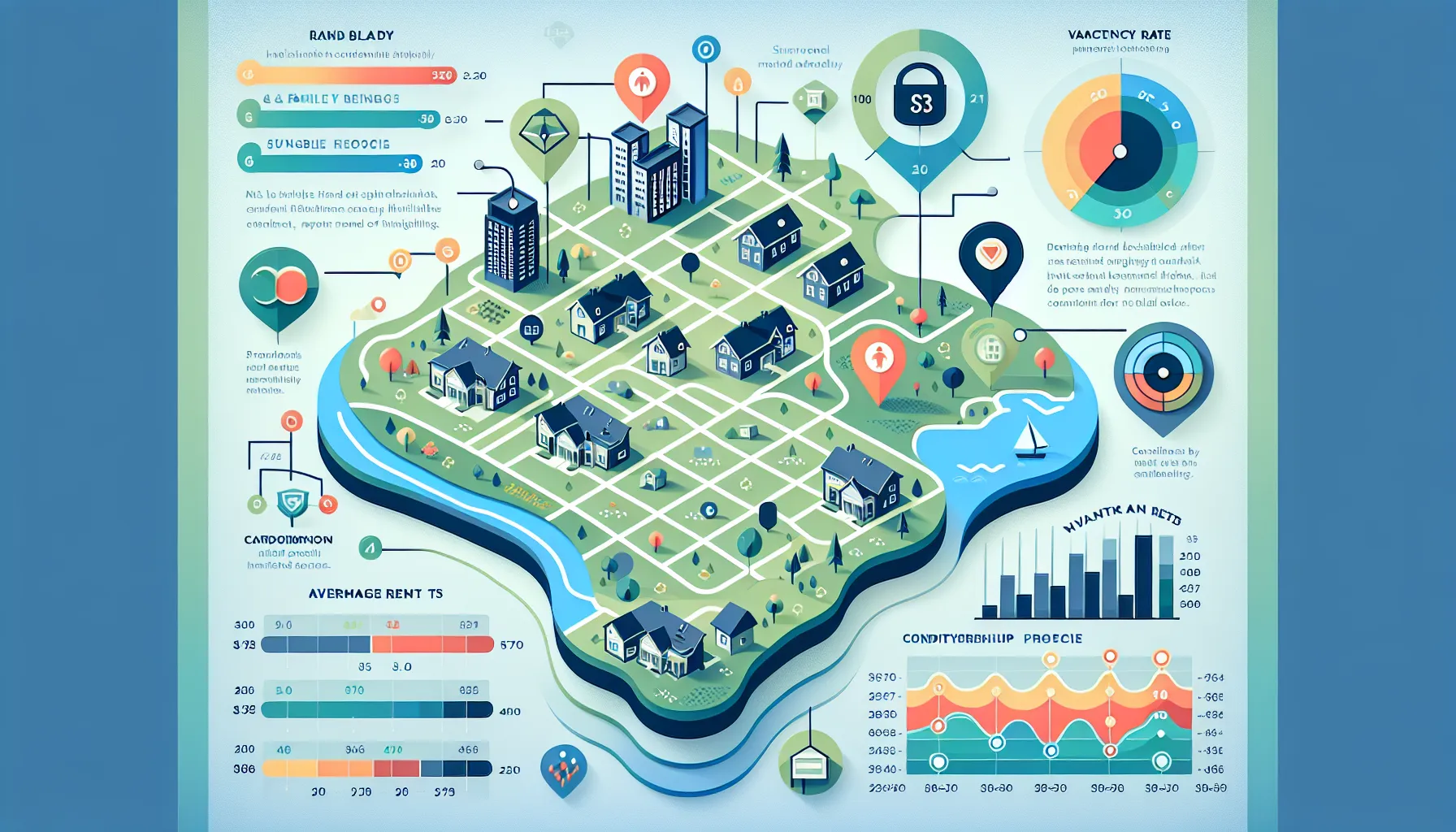 infographic map showing Danville's rental market features and trends