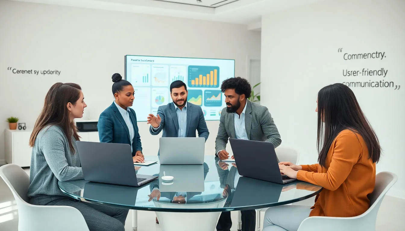 diverse team collaborating in a modern office setting.