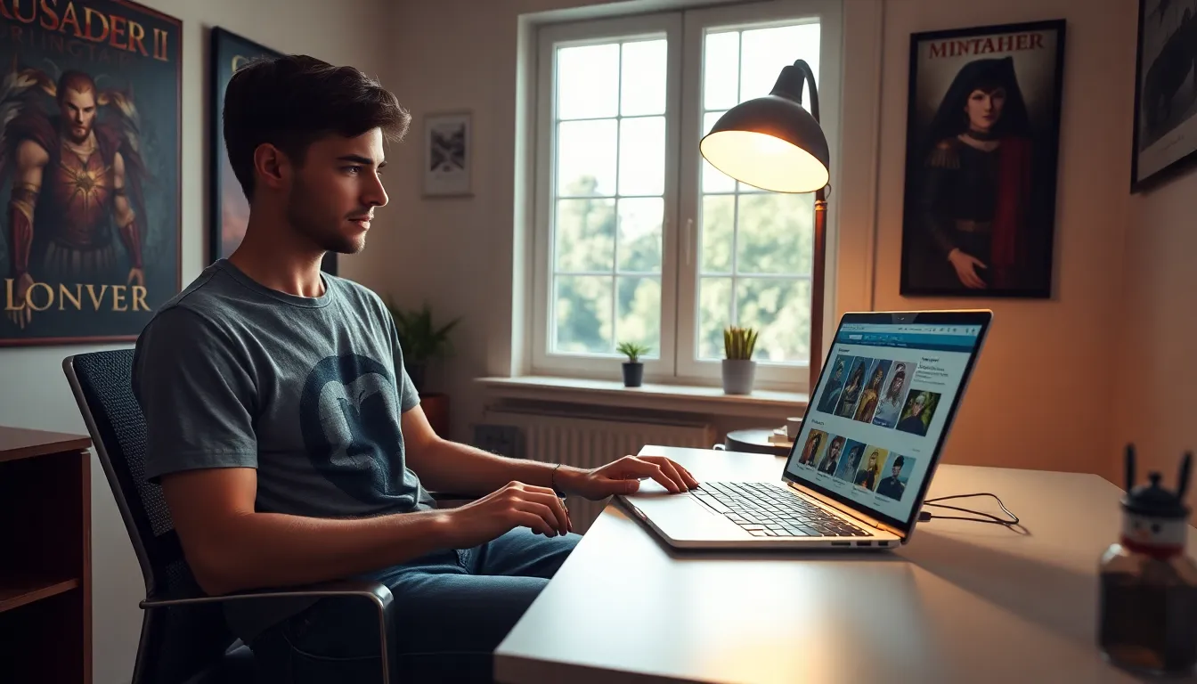 A young man creating characters on the Ck2Generator website.