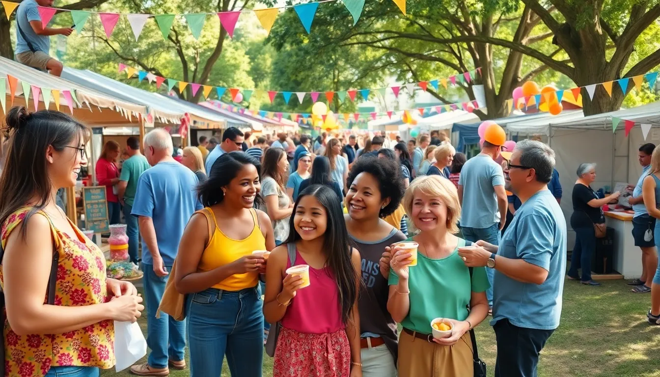 diverse community enjoying a local festival together.