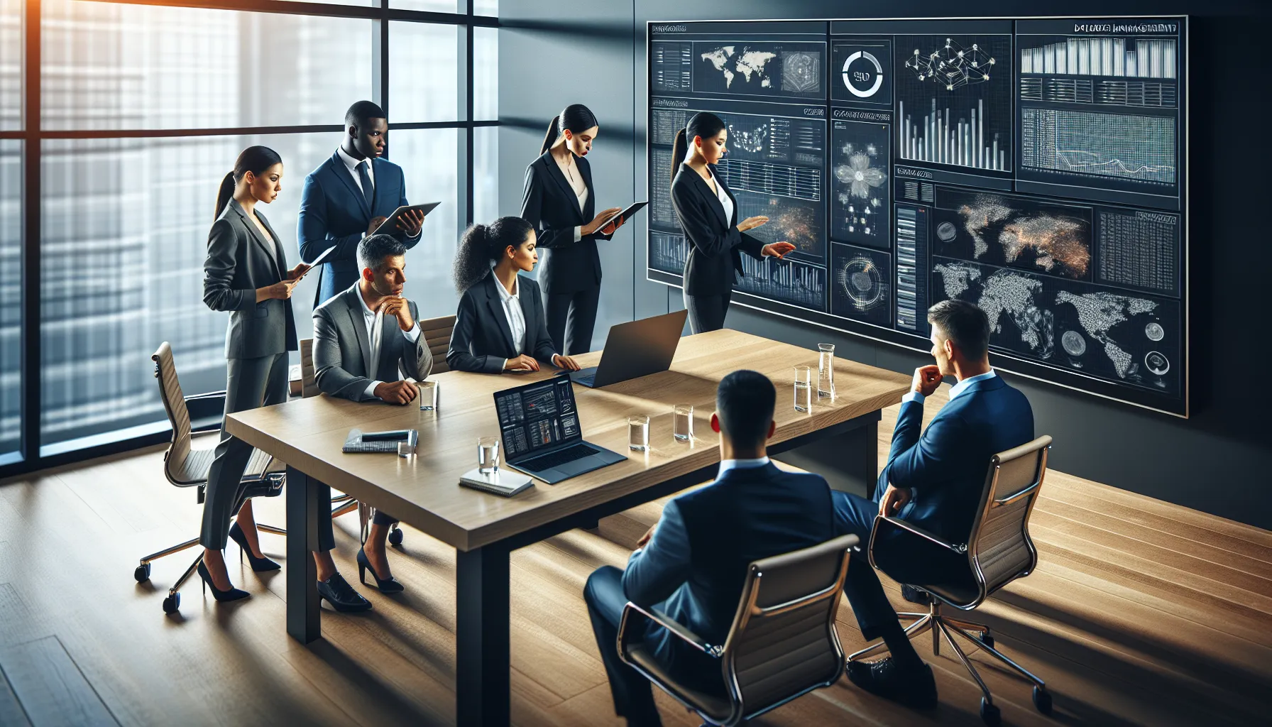 professionals discussing applications of A12656568684A in a modern office.