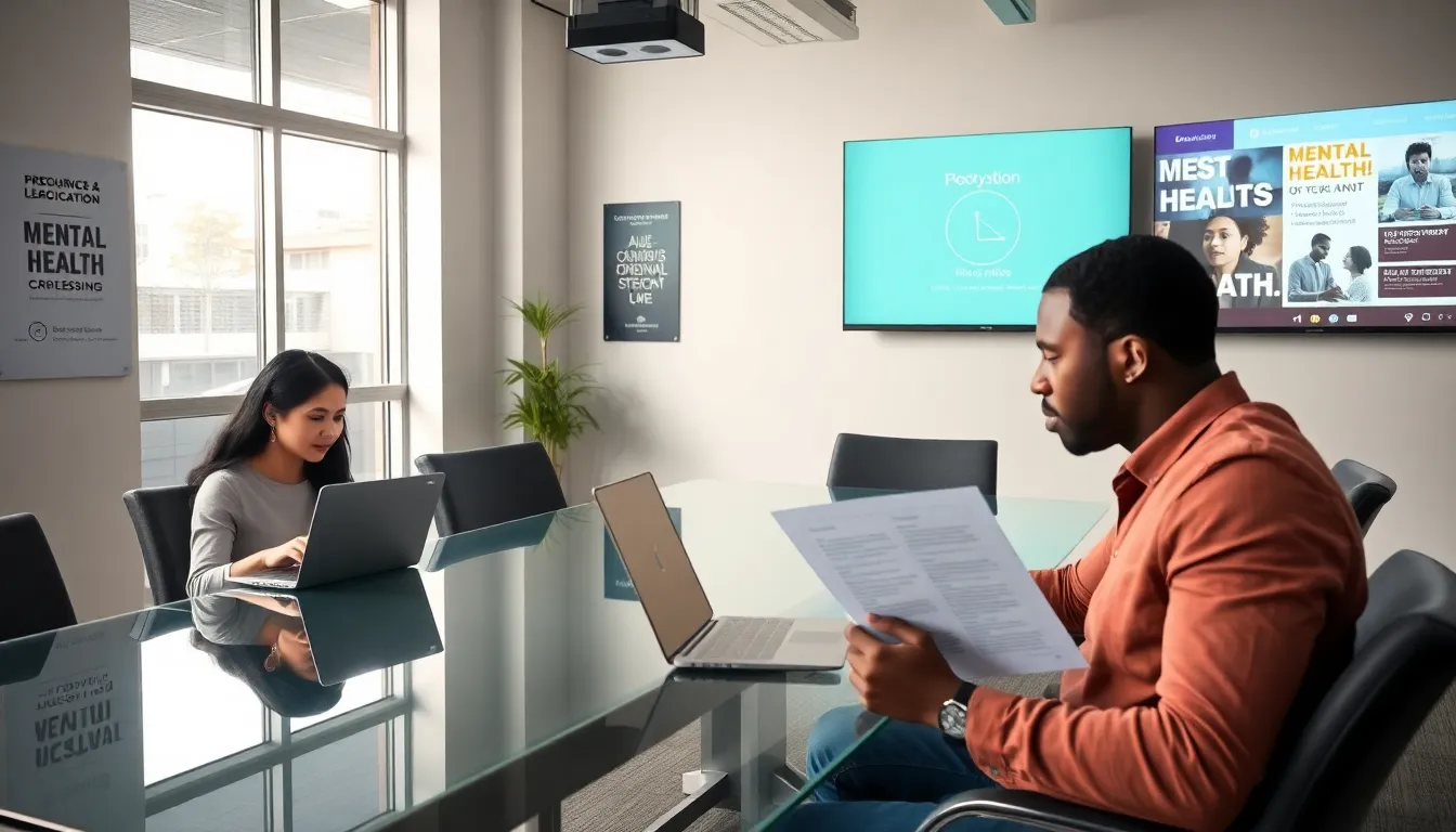 diverse professionals engaged in an online mental health certification course