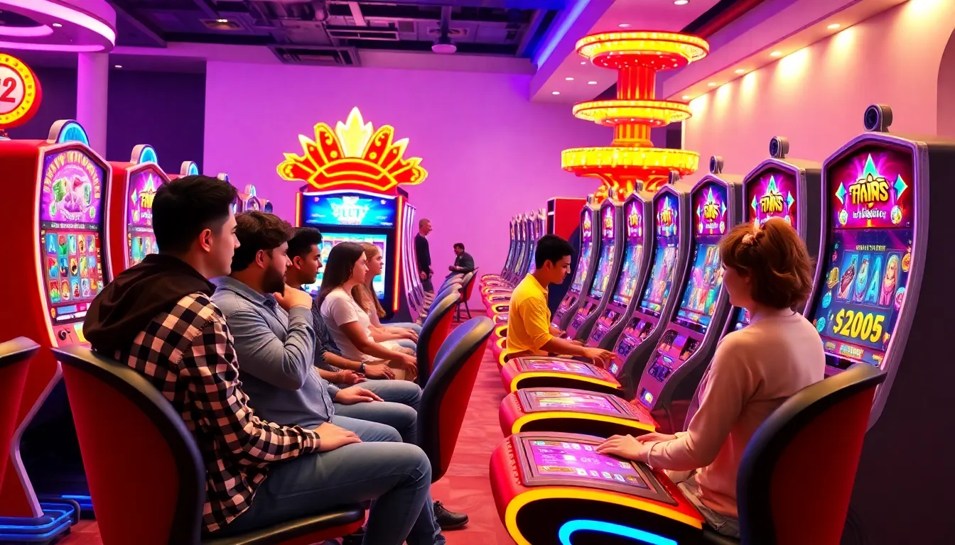 diverse players enjoying a gamified online slot game experience.