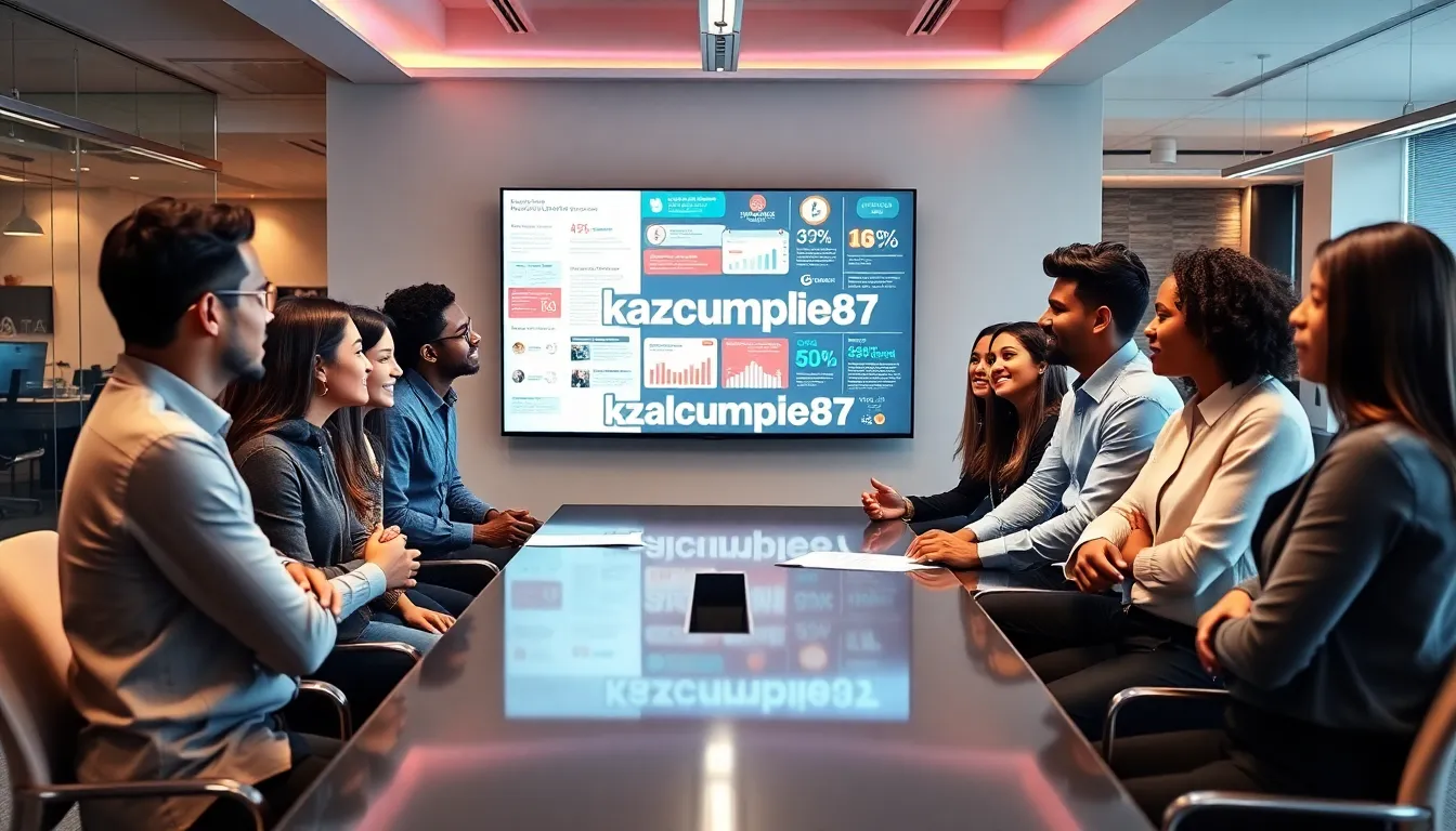 diverse team discussing internet culture in a modern office.