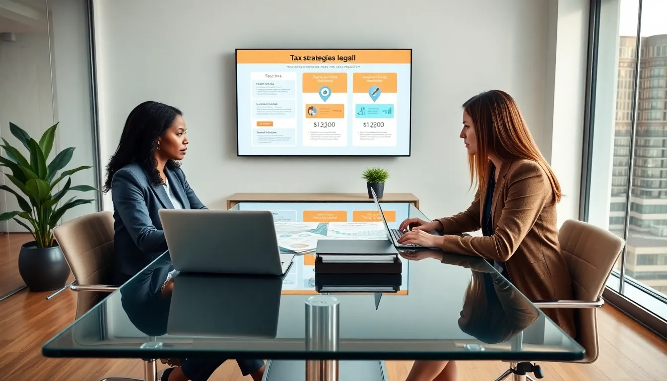 diverse financial advisors discussing tax strategies in a modern office.