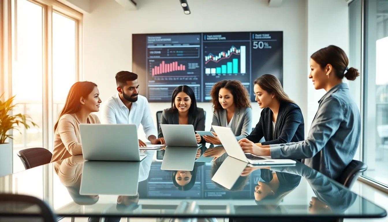 diverse team collaborating on technology solutions in a modern office.