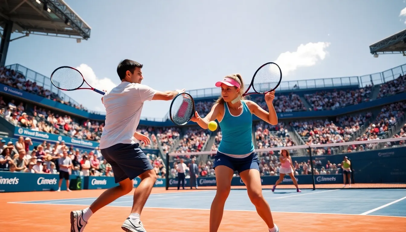 Novak Djokovic and Ashleigh Barty in action at a tennis tournament.