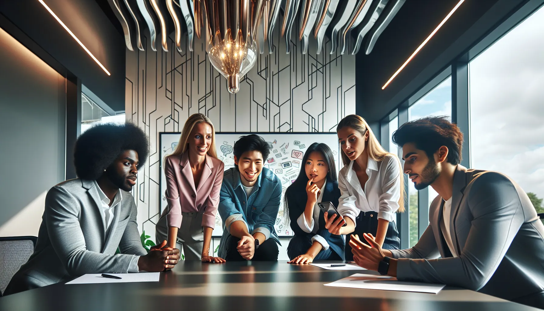 diverse team discussing dating communication in a bright office.