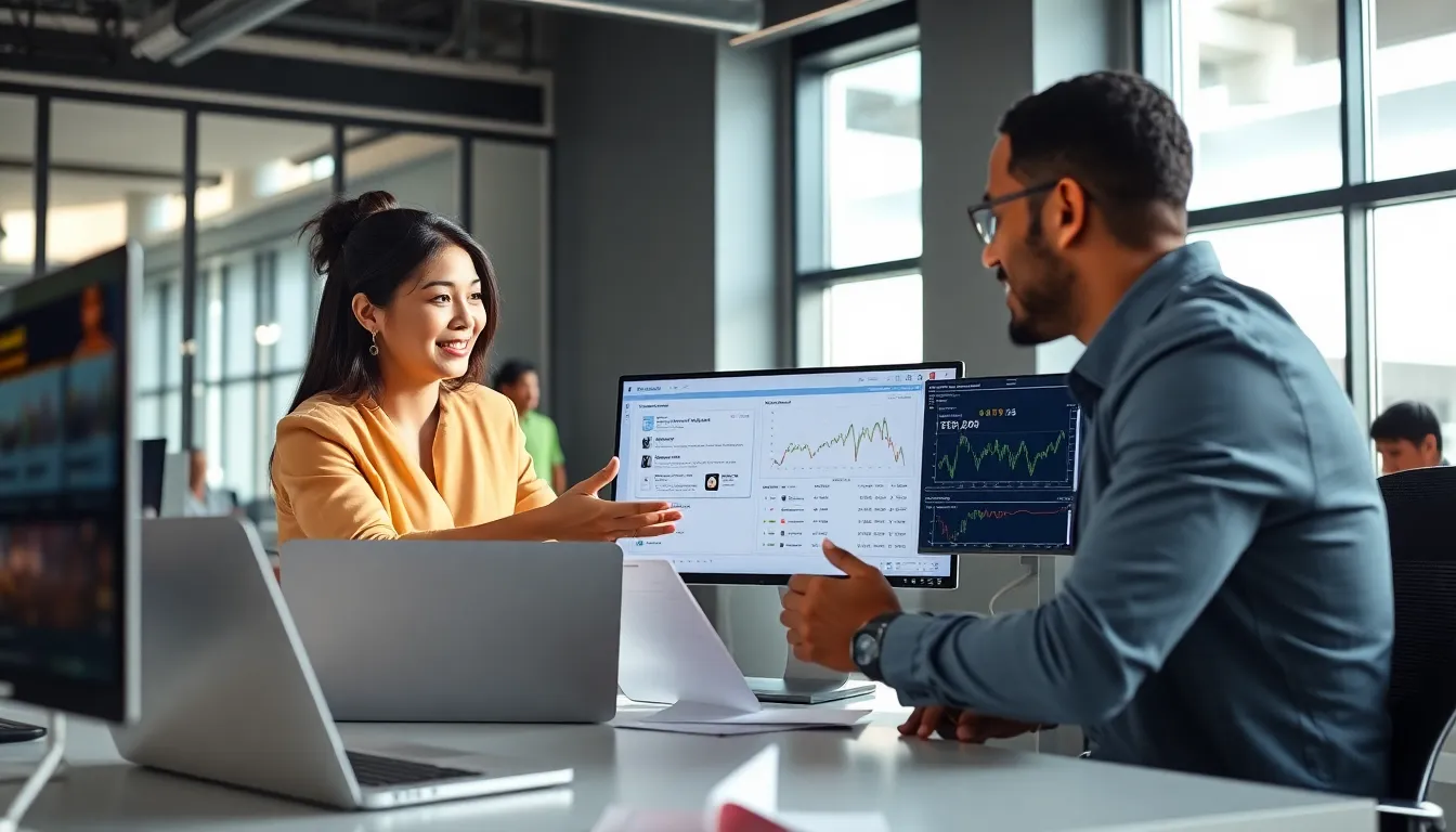 diverse team collaborating on low code data integration in a modern office.