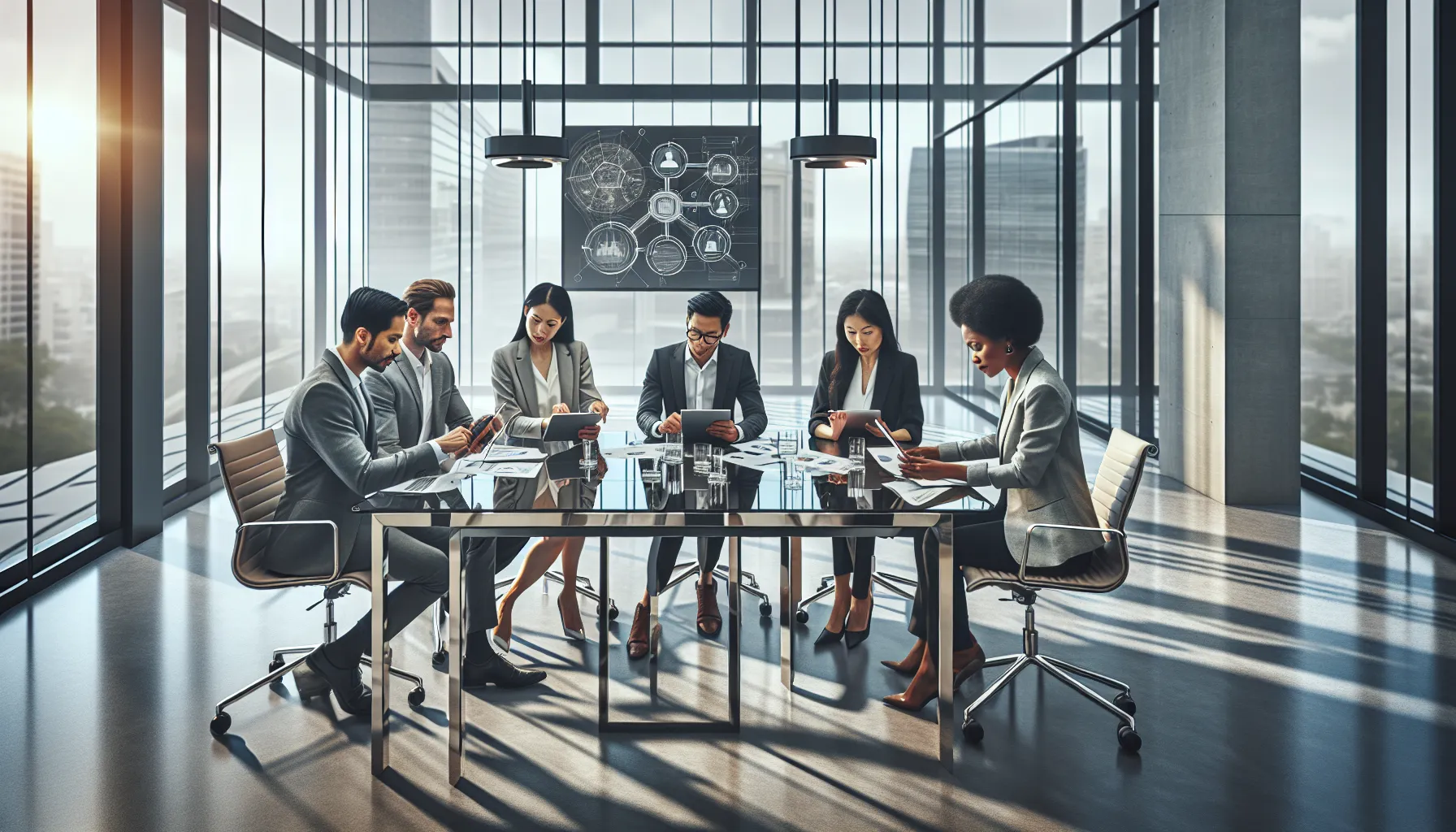 diverse team collaborating on ecmoinstans in a modern office.