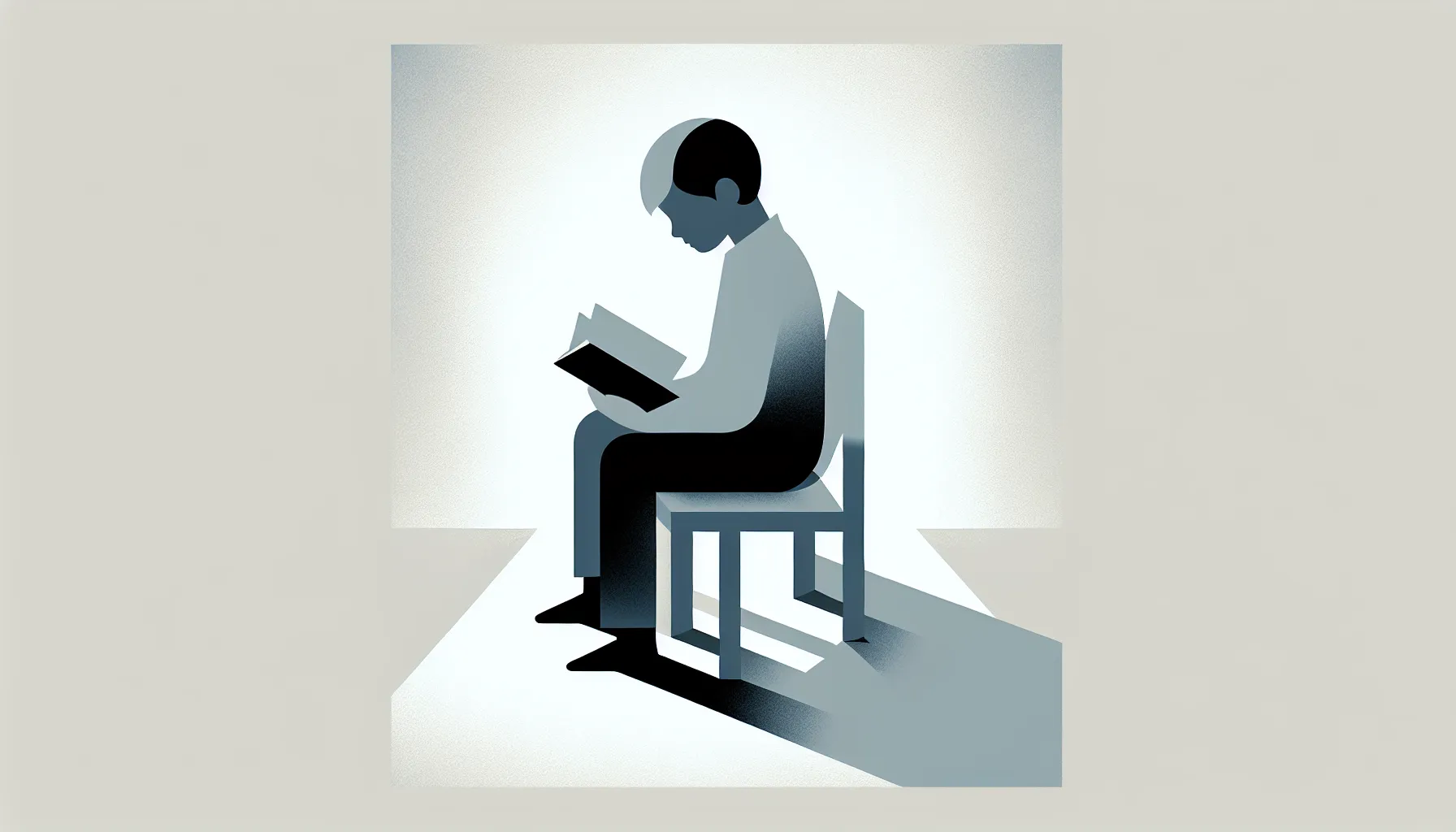 Young boy silhouette reading a book in minimal style