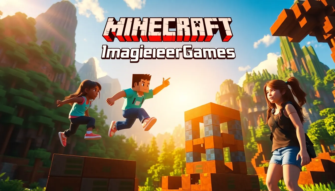 diverse players engaged in a Minecraft ImagineerGames multiplayer adventure