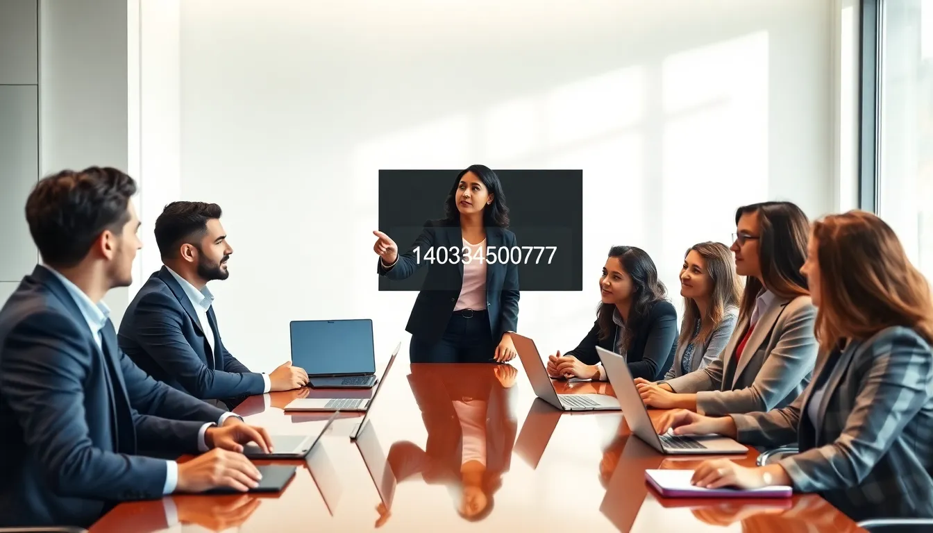 diverse professionals discussing a critical identifier in a modern office.