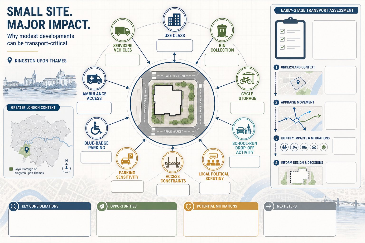 Infographic showing small developments needing traffic and transport planning input.