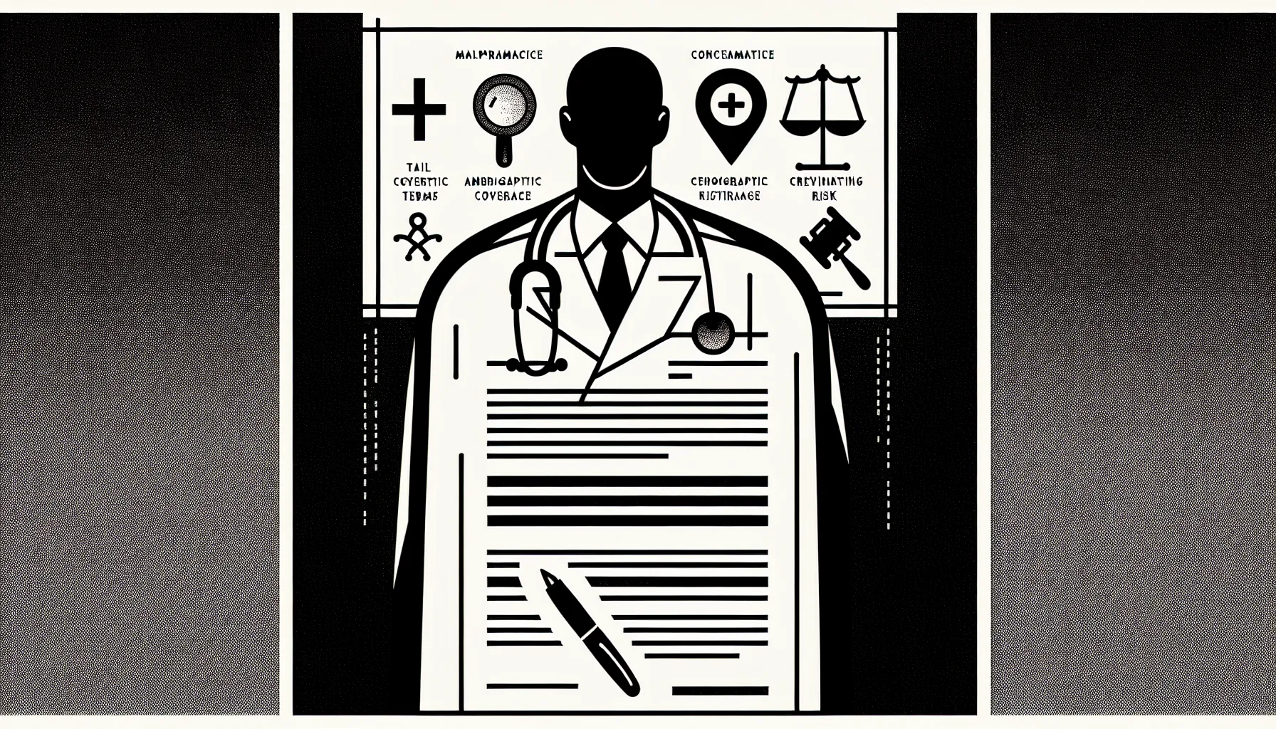 Physician holding a contract with linked warning icons highlighting red flags.