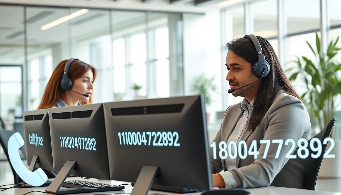 diverse customer support team in a modern office setting.