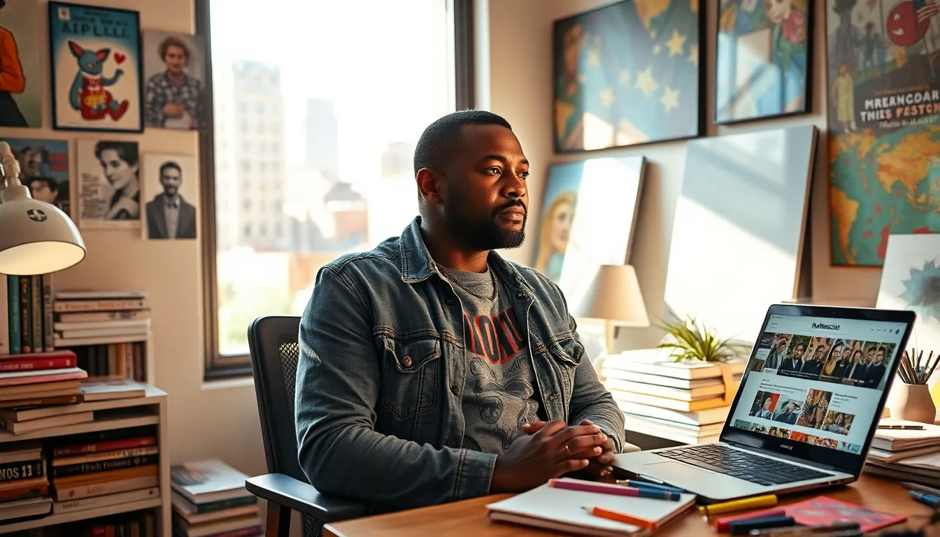 James Gussie in a creative workspace, inspired for his project Redwebzine.