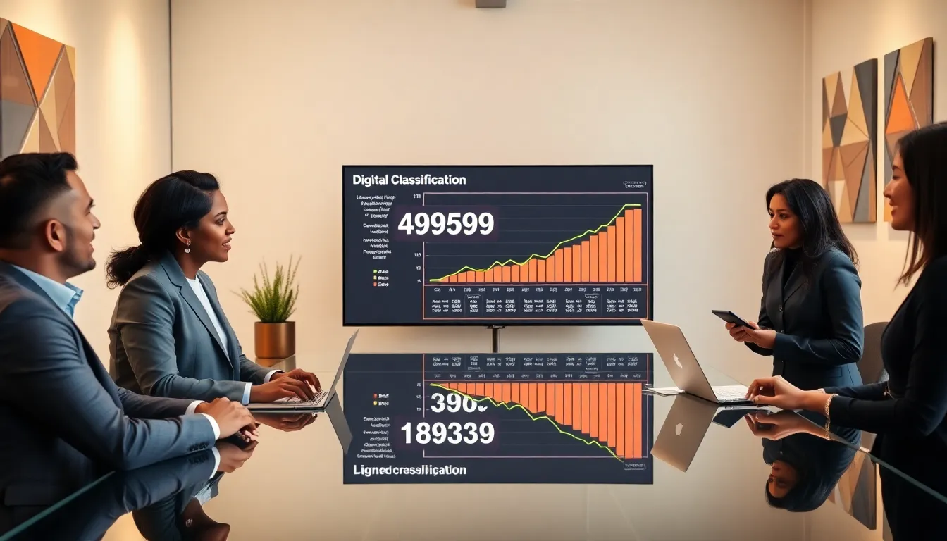 diverse team discussing data significance in a modern conference room.