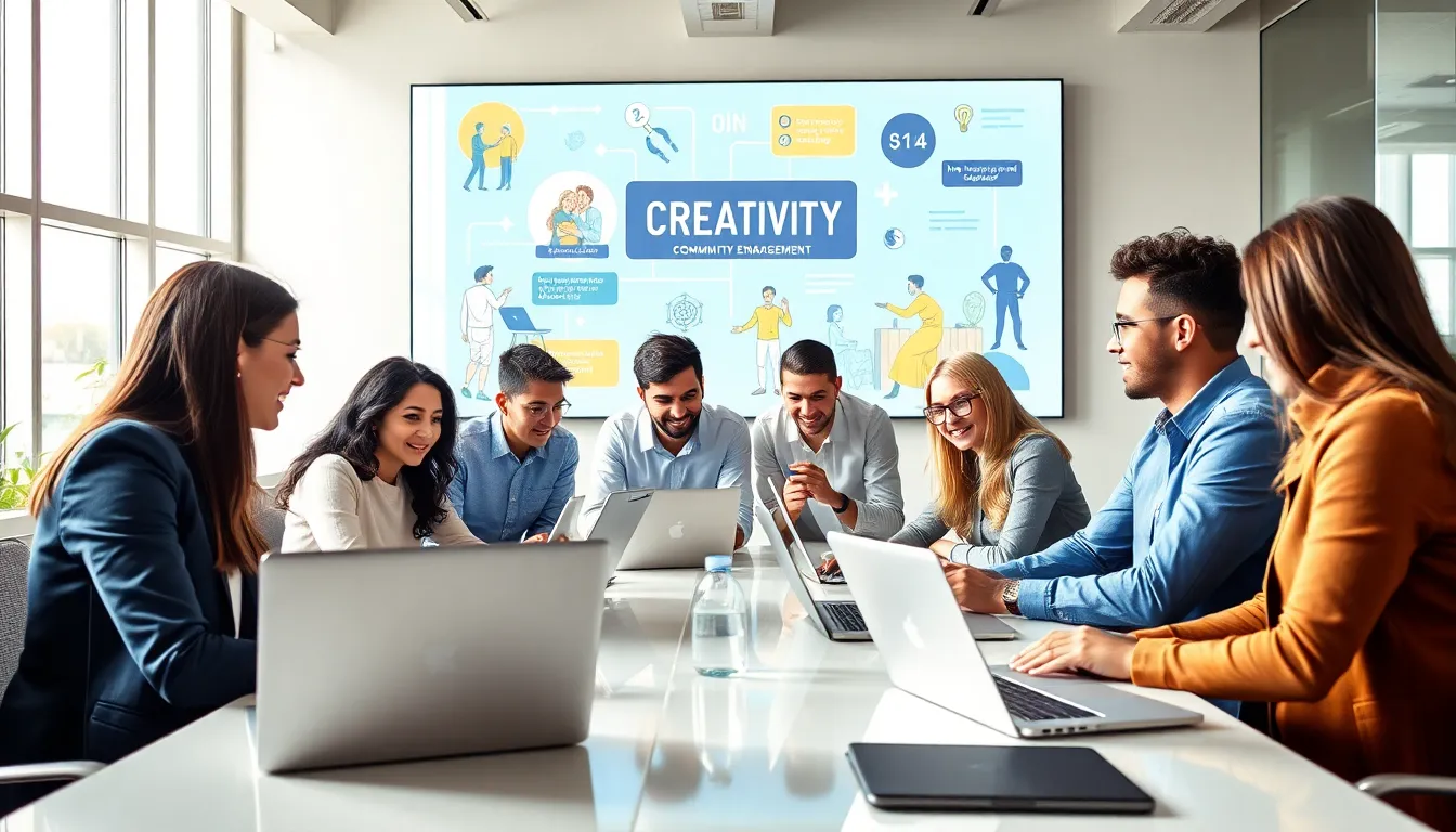 diverse team collaborating in a modern office space.