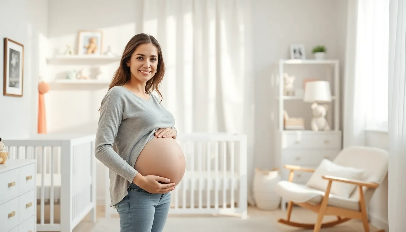 first-time mother in a bright, welcoming nursery.