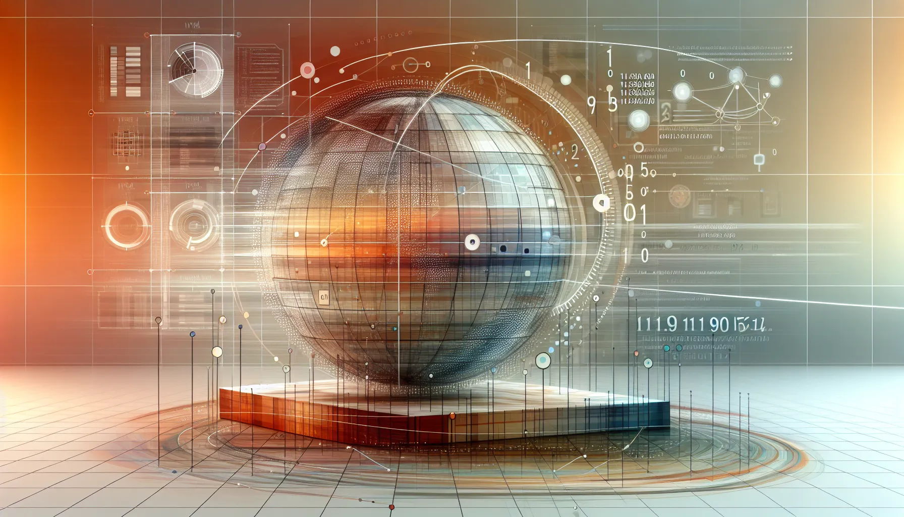Abstract illustration of IP addressing concepts with a digital globe and data flow.