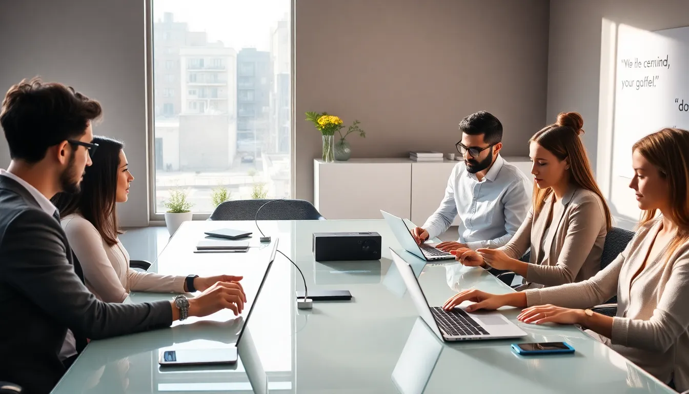 diverse team using Hot8Pack01 in a modern office.