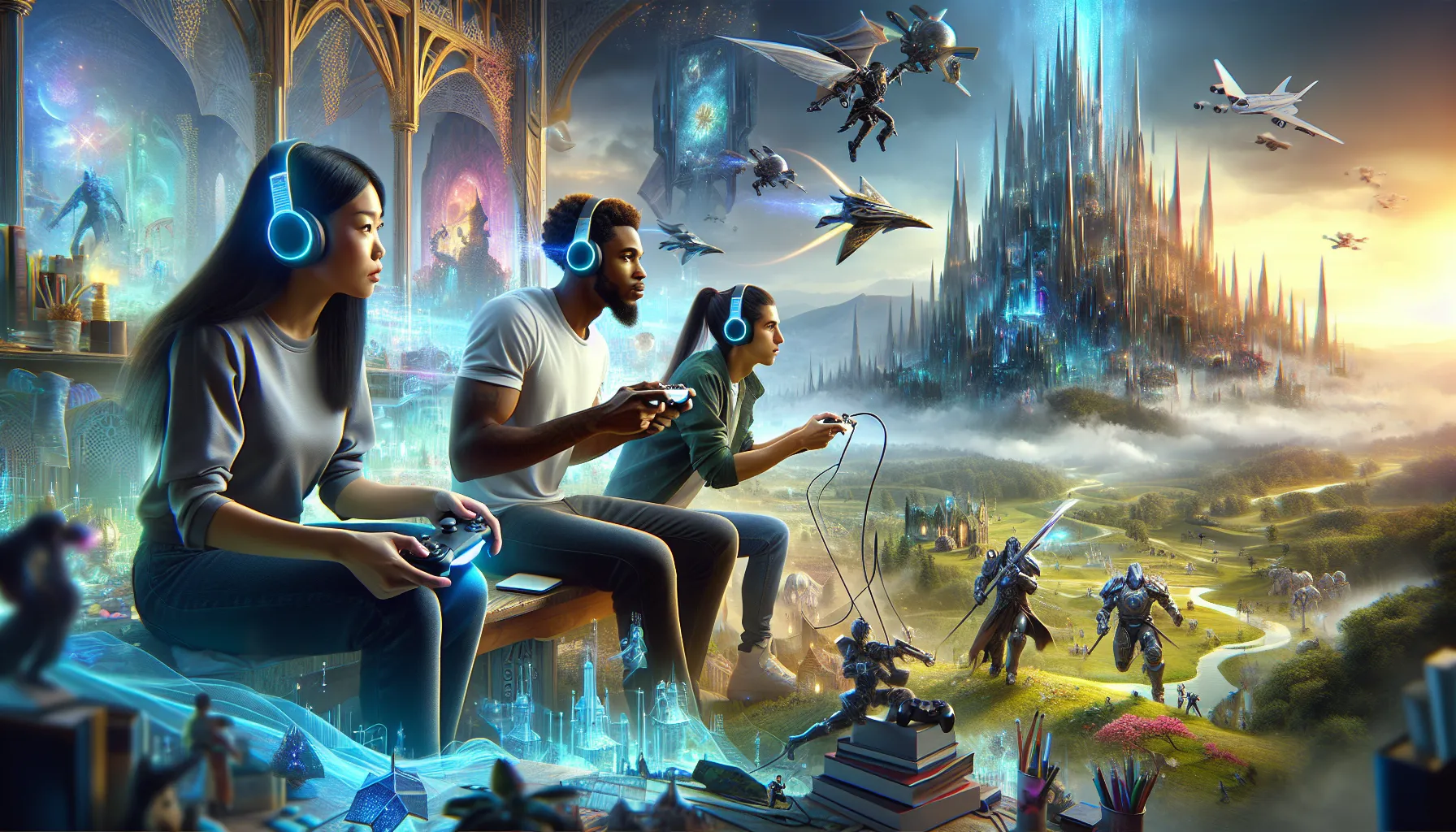 gamers immersed in the vibrant world of Vivid2201.