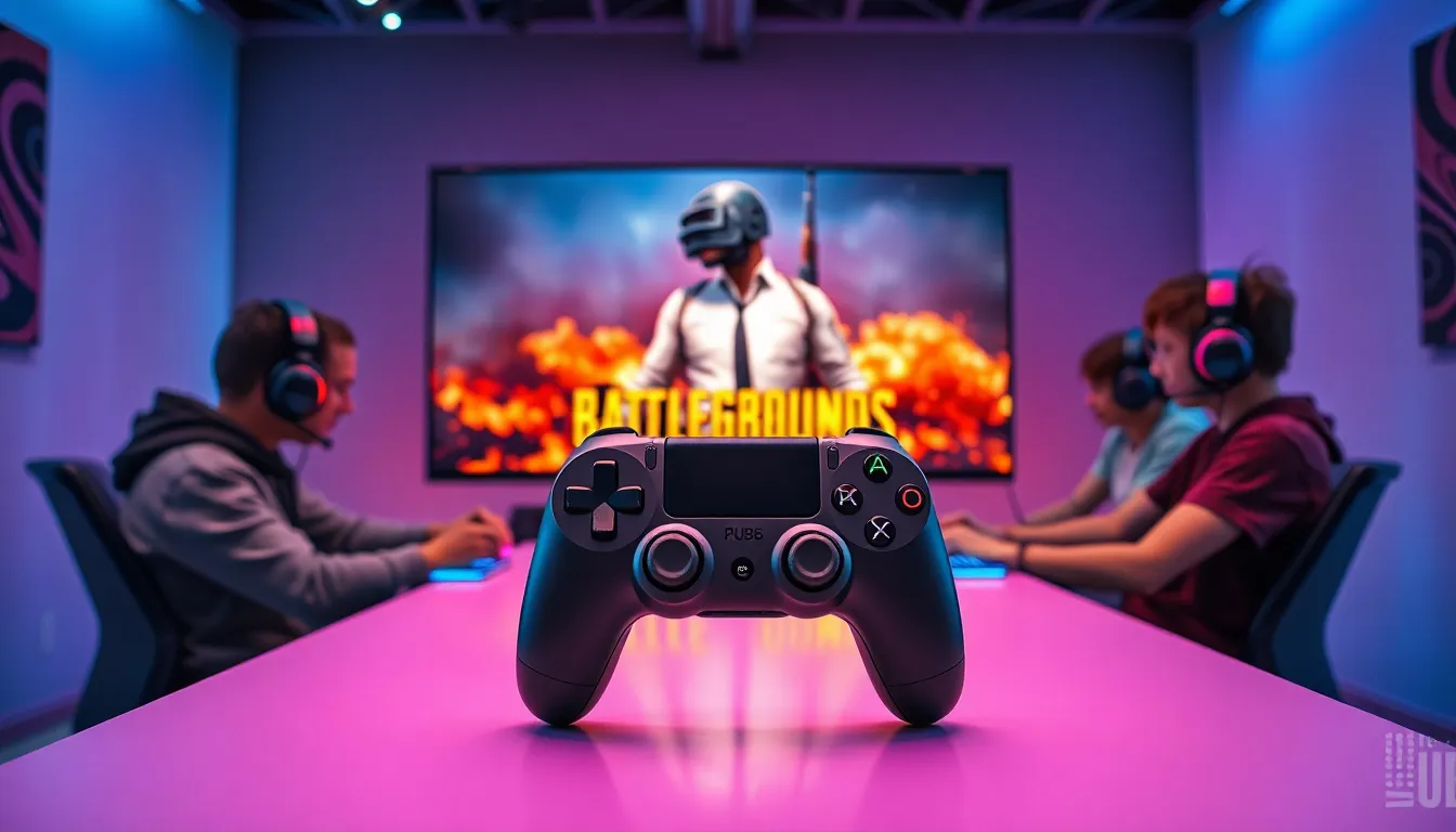 gamers using a controller in a modern gaming setup.