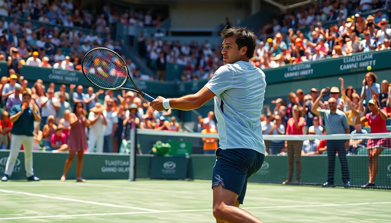 tennis players competing at a Grand Slam tournament.