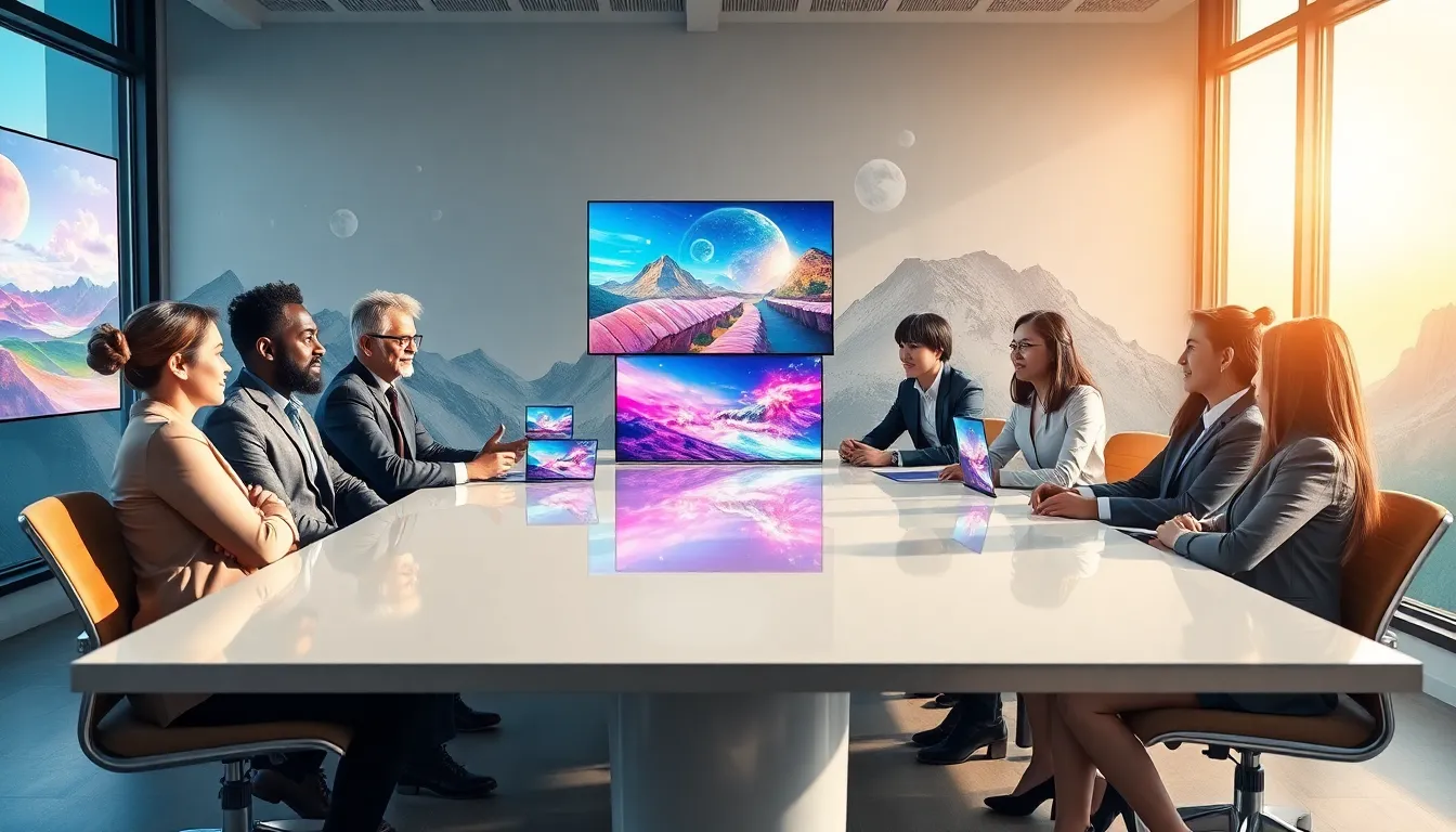 diverse team brainstorming fantastical ideas in a modern office.