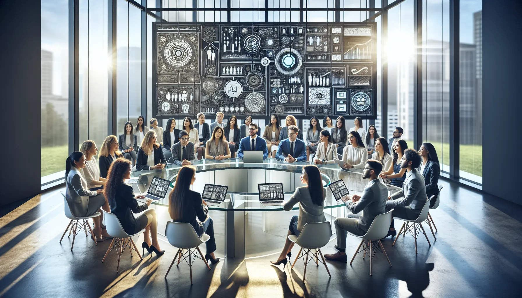 diverse team discussing Wamjankoviz techniques in a modern office.