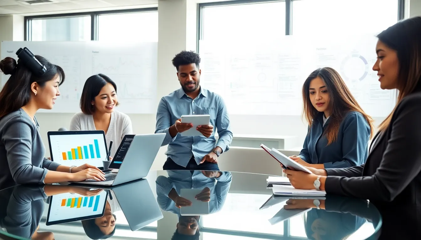 diverse software developers collaborating in a modern office.