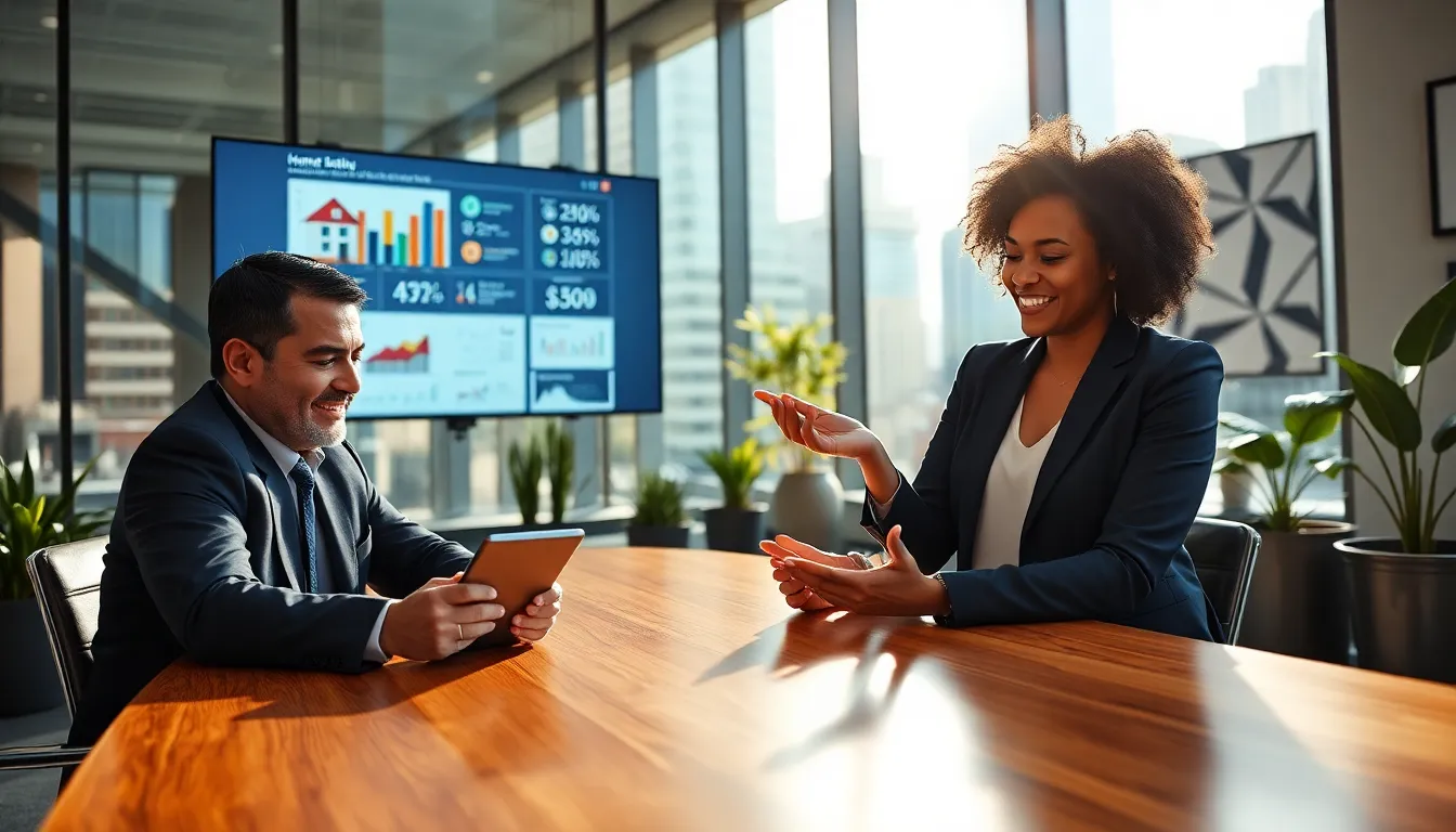 A diverse real estate team collaborating in a modern office.