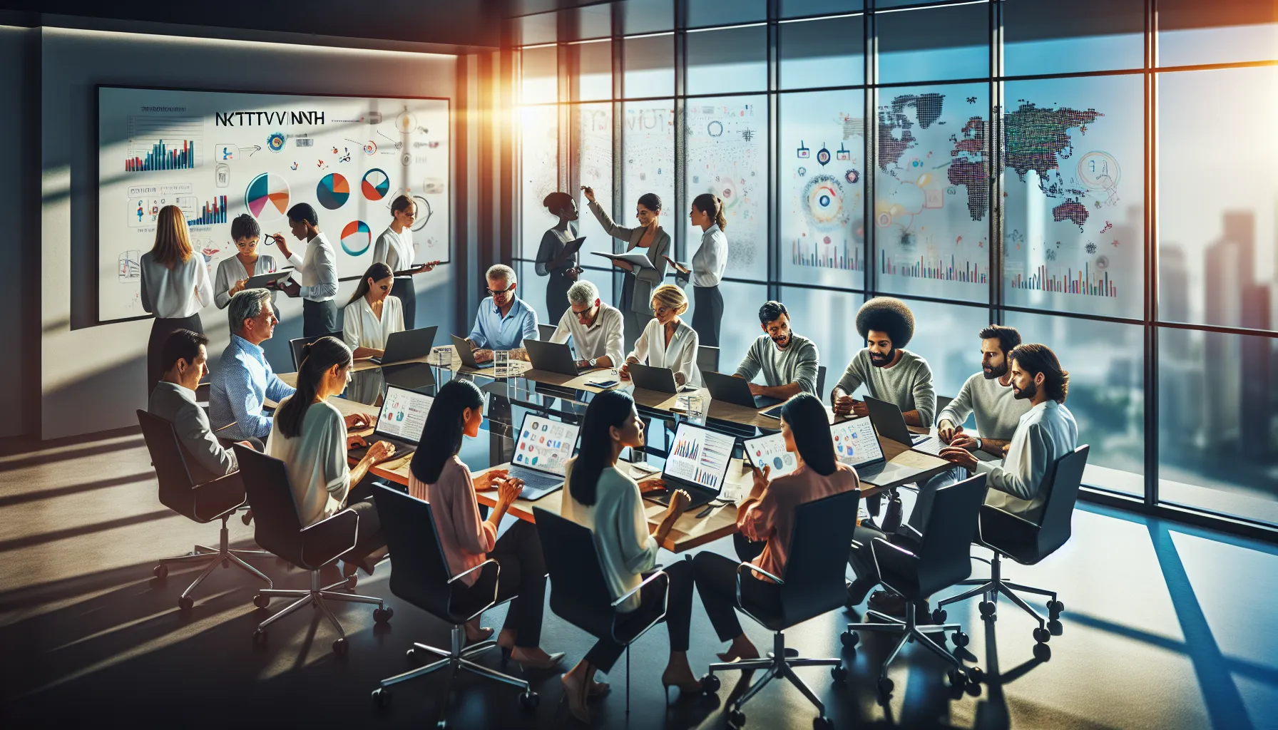 professionals collaborating on the future of ntktvtnh in a modern office.