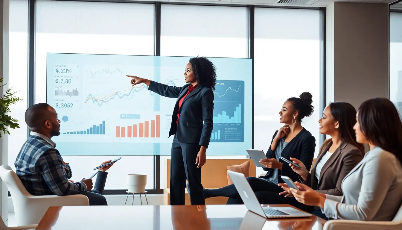 diverse team discussing economic principles in a modern office.