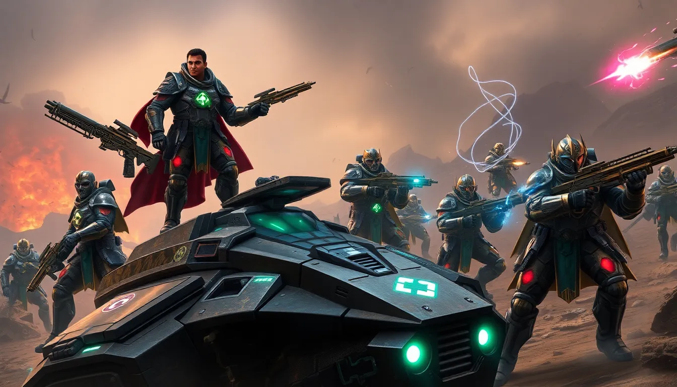 elite Daemonhunters in action on a futuristic battlefield.