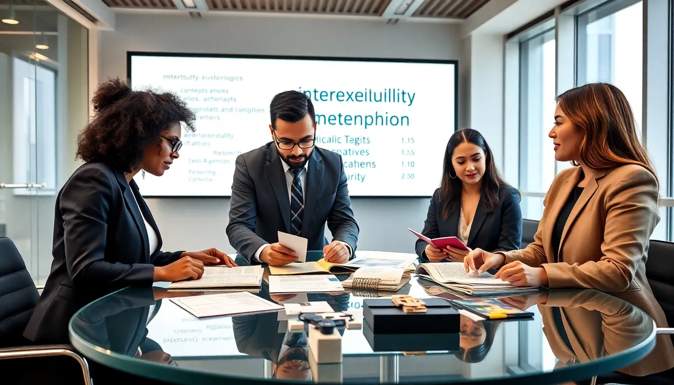 professionals discussing cultural significance in a modern conference room.