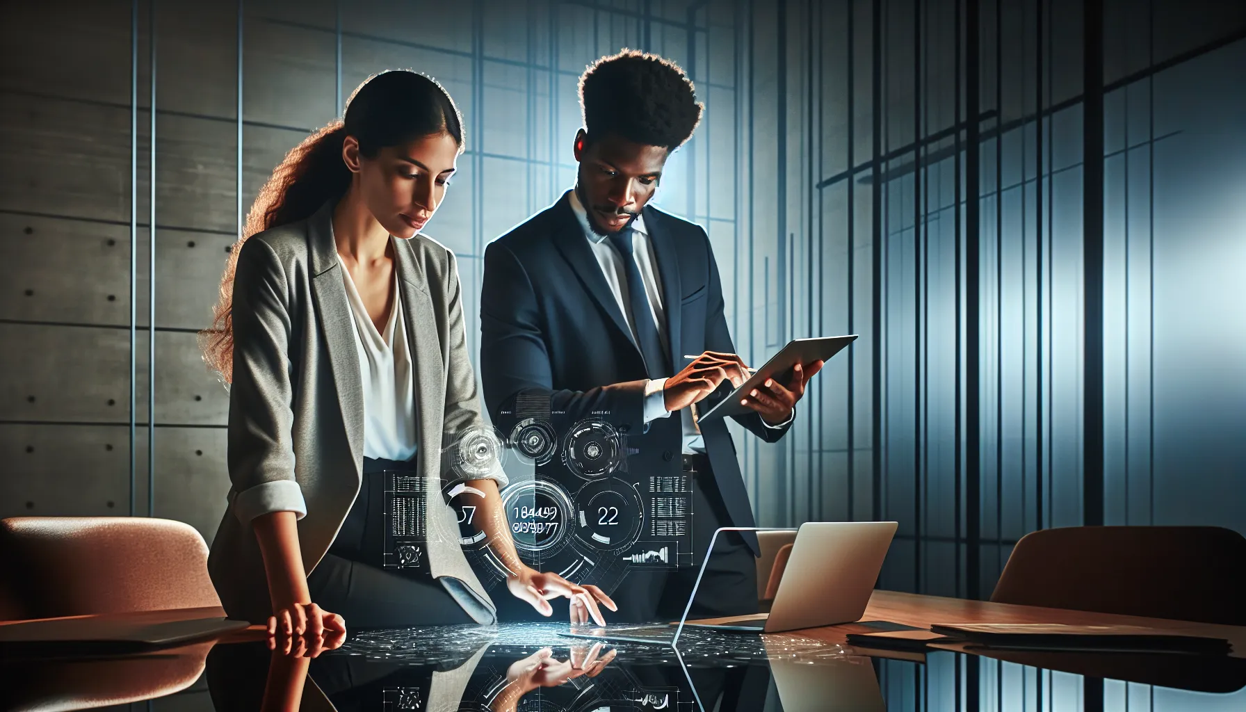 professionals discussing troubleshooting in a modern office setting.