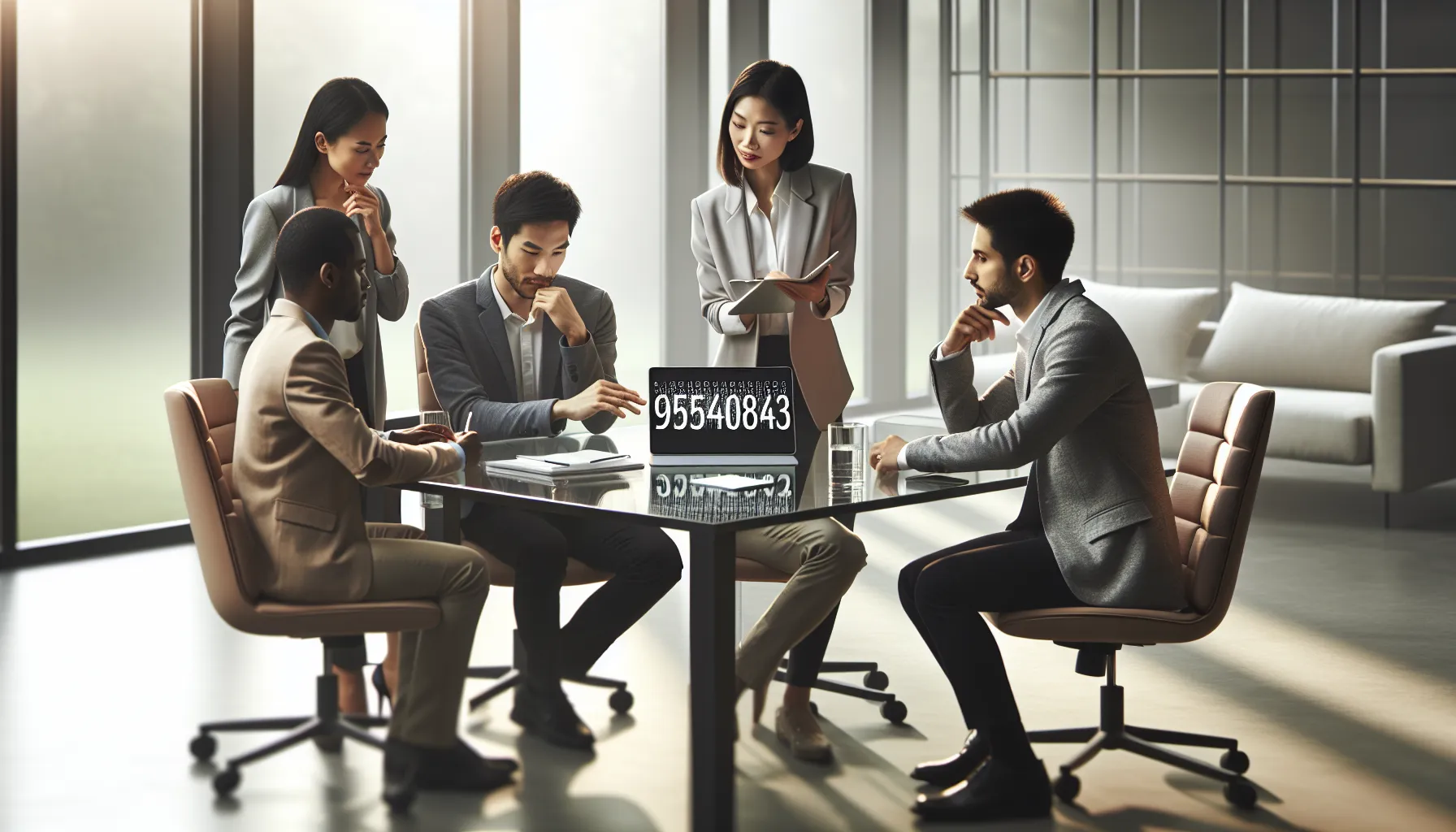 diverse team discussing data insights in a modern office.