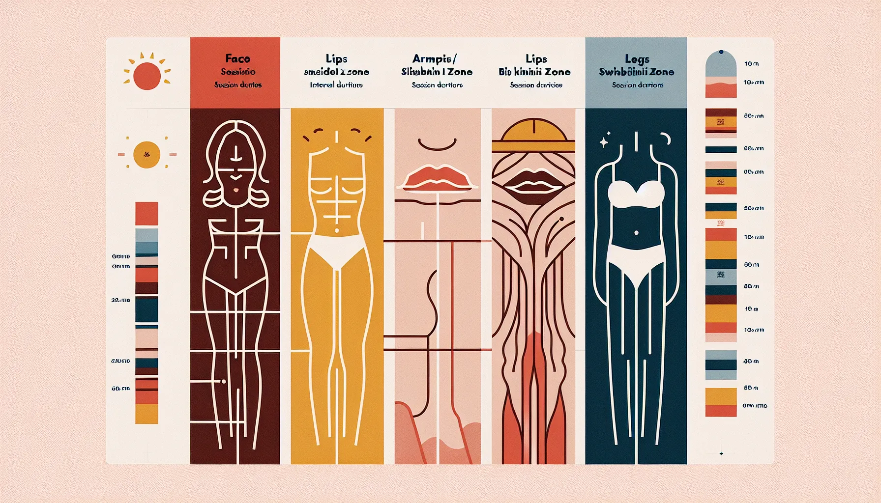 comparison chart showing laser hair removal intervals for body areas