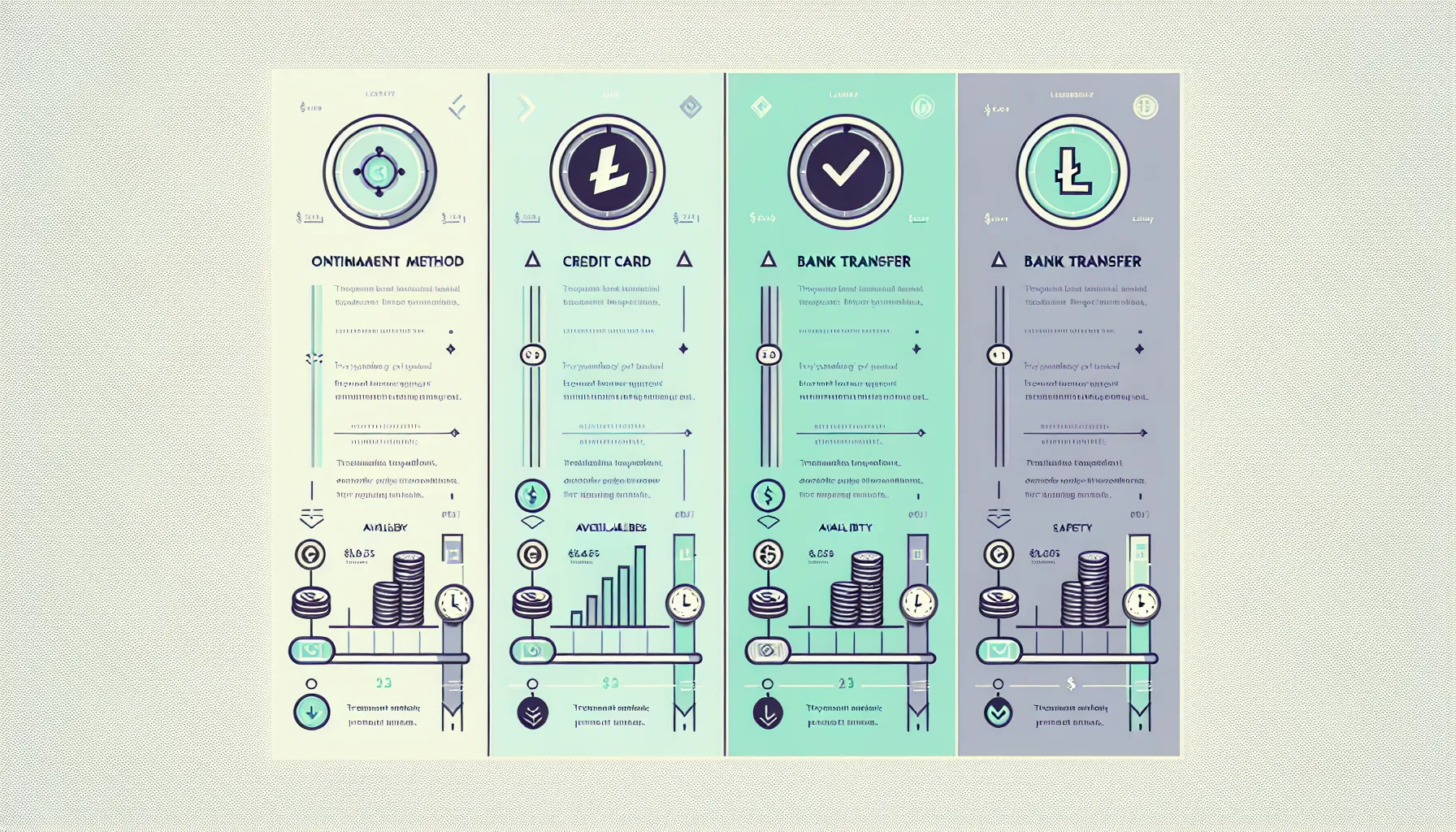 Three-column infographic comparing PayPal, credit card, and bank transfer for buying Litecoin.