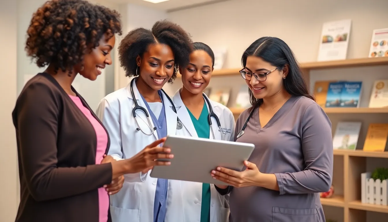 diverse healthcare team in a gynecology and obstetrics clinic.