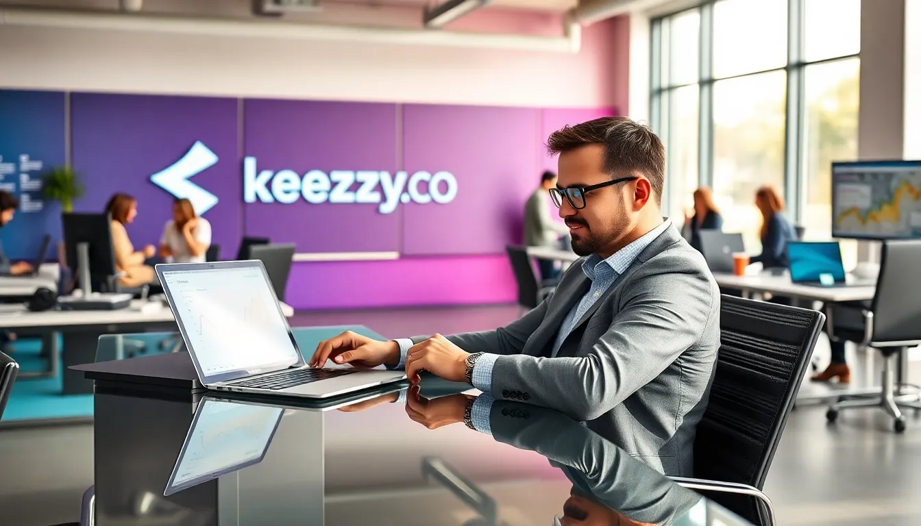 tech entrepreneur Benjamin in a modern office with a diverse team.